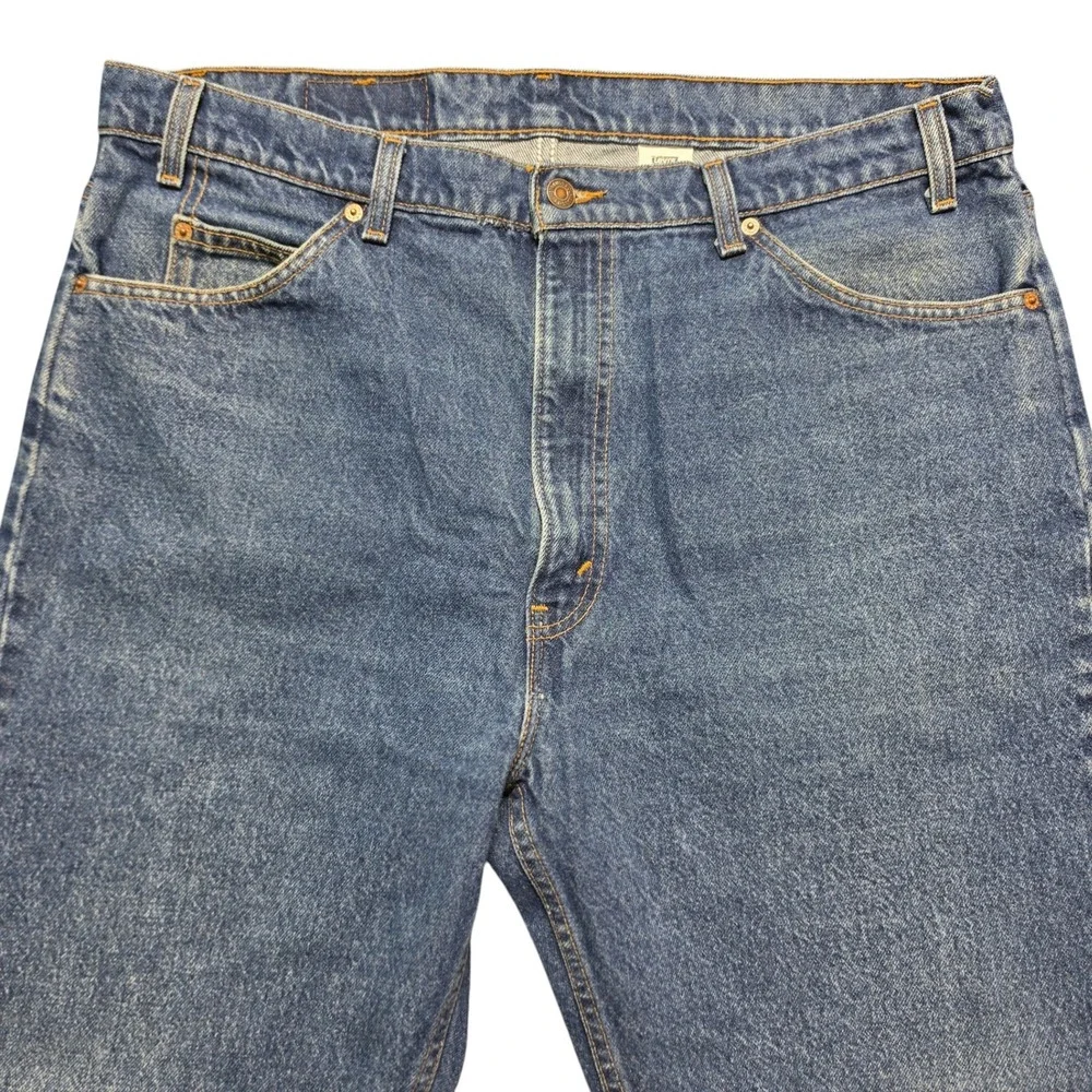 Vintage Orange Tab 505 Regular Straight Jeans Mens 40x32 Blue Levis Made in USA